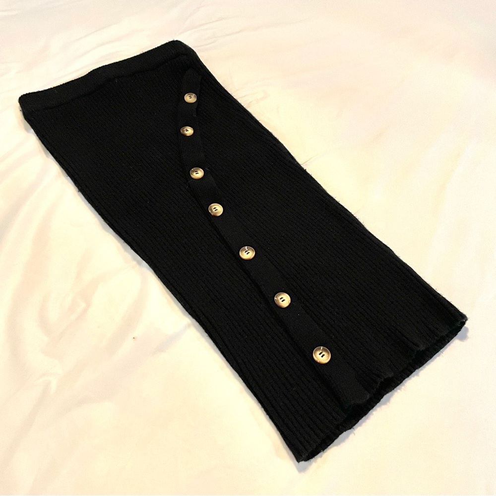 Sam Edelman XS ribbed knit Black Buttoned Skirt